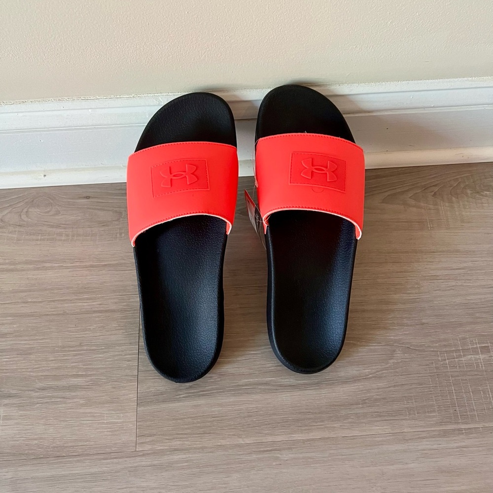 Under Armour UA Core Remix Neon Red Solid Slide - Size M14 /W15.5